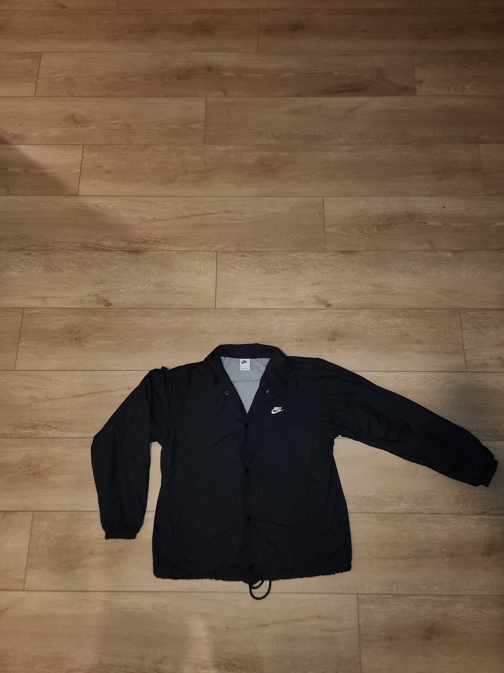 Nike Men's Med Black Athletic Jacket Gray Cotton Lined Insulated Button Closures